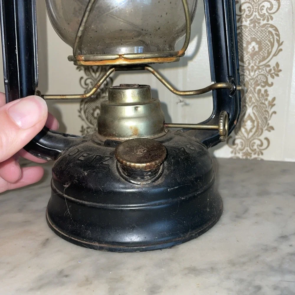 Original‎ Dietz 76 Black Metal Lantern Glass Shade Grid Loss Camping ER Light
